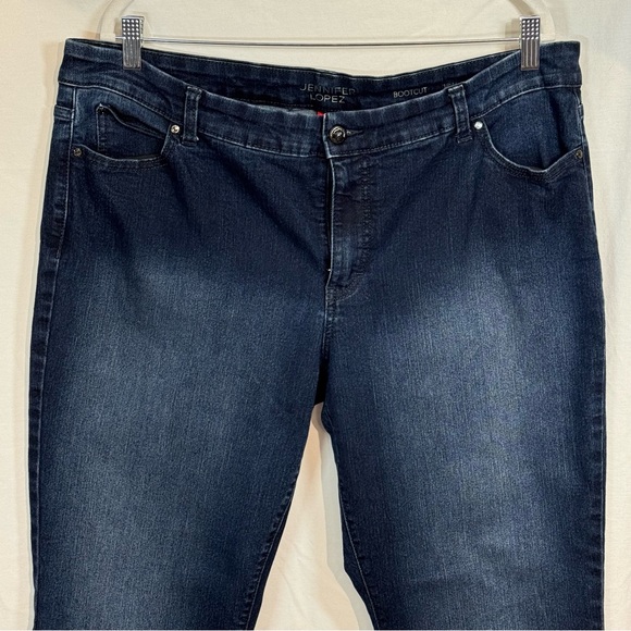 Jennifer Lopez Dark Indigo Bootcut Jeans, 18W, Midrise, Spandex, EUC - Picture 2 of 11